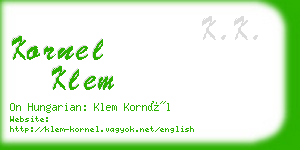 kornel klem business card